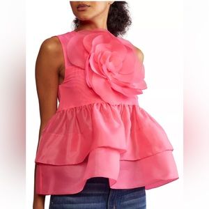 Cynthia Rowley Flower Tiered Organza Top